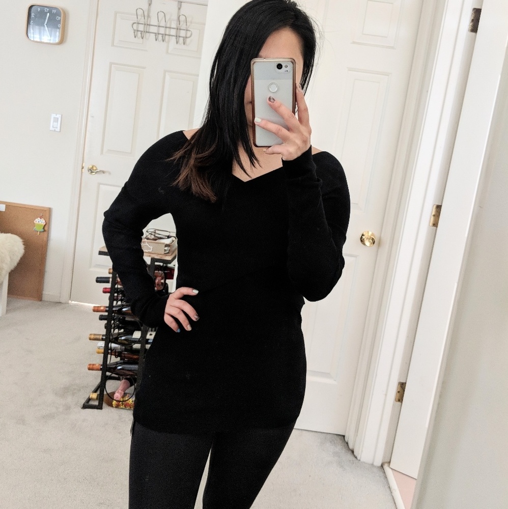 V-Neck Bandage Sweater Gray sz XS - Picture 2 of 5